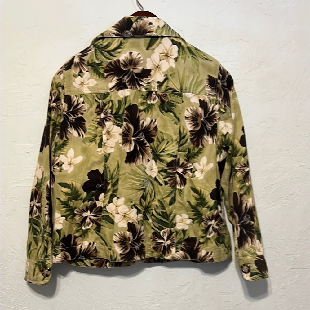 Studio Works Green and Brown Blazer with Botanical Print XL - Picture 5 of 6